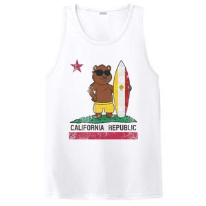 San Diego California Surfer Bear Surfing Men Women Kids Teen PosiCharge Competitor Tank