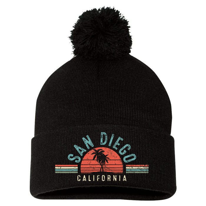 San Diego California Retro Vintage Gift Pom Pom 12in Knit Beanie