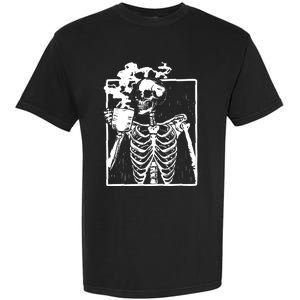 Skeleton Drinking Coffee Garment-Dyed Heavyweight T-Shirt