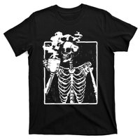 Skeleton Drinking Coffee T-Shirt