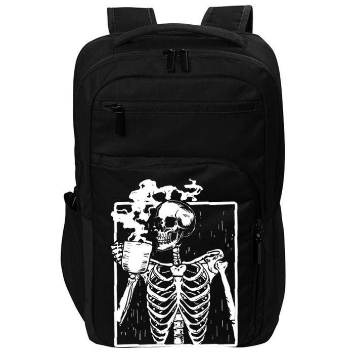 Skeleton Drinking Coffee Impact Tech Backpack