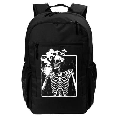 Skeleton Drinking Coffee Daily Commute Backpack