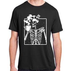 Skeleton Drinking Coffee Adult ChromaSoft Performance T-Shirt