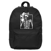 Skeleton Drinking Coffee 16 in Basic Backpack