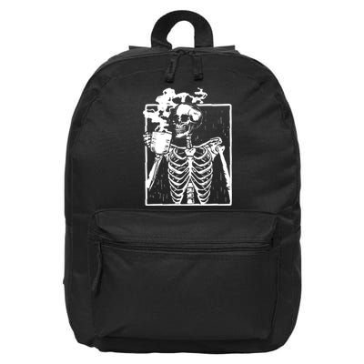 Skeleton Drinking Coffee 16 in Basic Backpack