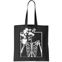 Skeleton Drinking Coffee Tote Bag