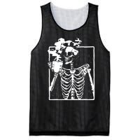 Skeleton Drinking Coffee Mesh Reversible Basketball Jersey Tank