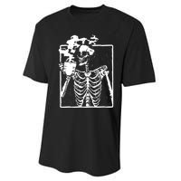 Skeleton Drinking Coffee Performance Sprint T-Shirt