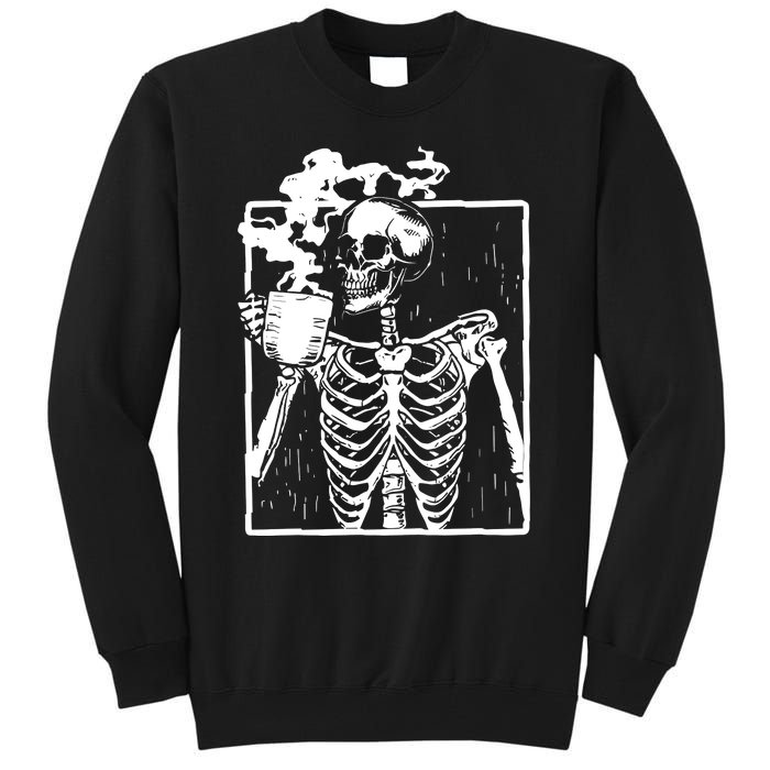 Skeleton Drinking Coffee Tall Sweatshirt