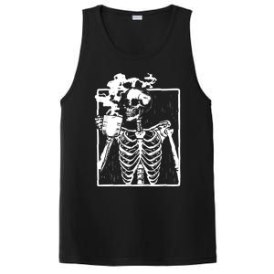 Skeleton Drinking Coffee PosiCharge Competitor Tank