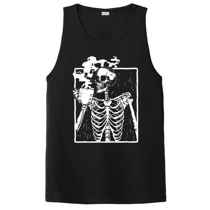 Skeleton Drinking Coffee PosiCharge Competitor Tank