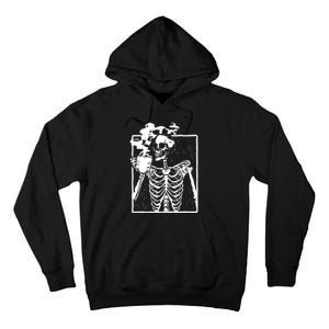 Skeleton Drinking Coffee Tall Hoodie