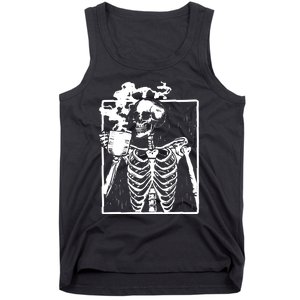 Skeleton Drinking Coffee Tank Top