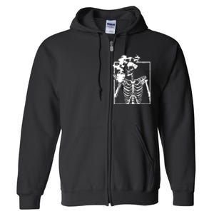 Skeleton Drinking Coffee Full Zip Hoodie