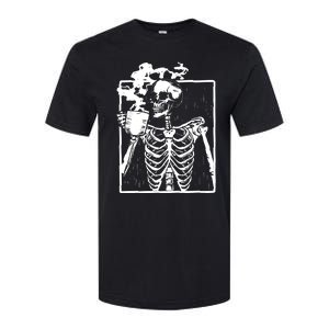 Skeleton Drinking Coffee Softstyle CVC T-Shirt