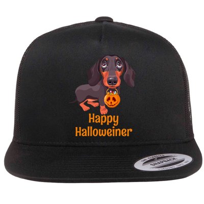 Spooky Dachshund Costume for a Howling Halloween Flat Bill Trucker Hat