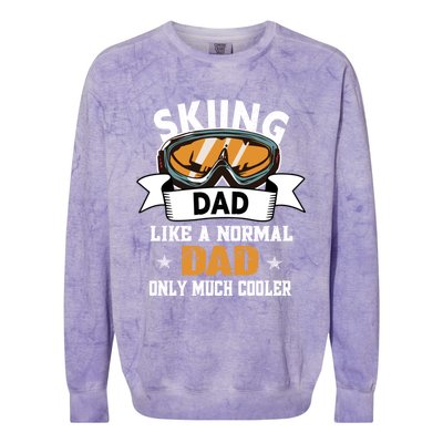 Skiing Dad Cool Gift Snow Sport Funny Dad Ski Skiing Gift Colorblast Crewneck Sweatshirt