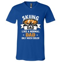 Skiing Dad Cool Gift Snow Sport Funny Dad Ski Skiing Gift V-Neck T-Shirt