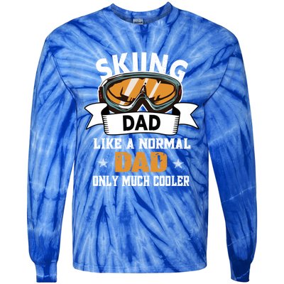 Skiing Dad Cool Gift Snow Sport Funny Dad Ski Skiing Gift Tie-Dye Long Sleeve Shirt