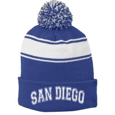 San Diego Classic Vintage Cute Gift I California State Gift Great Gift Stripe Pom Pom Beanie