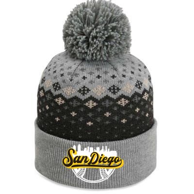 San Diego California Baseball City Skyline Vintage Fan The Baniff Cuffed Pom Beanie