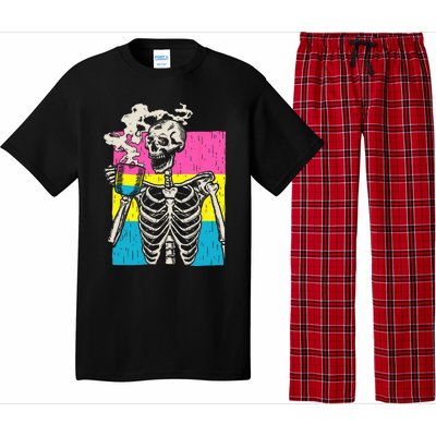 Skeleton Drinking Coffee LGBTQ Pansexual Pride Pan Flag Pajama Set