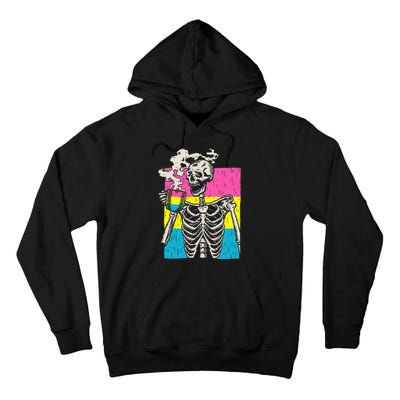 Skeleton Drinking Coffee LGBTQ Pansexual Pride Pan Flag Tall Hoodie