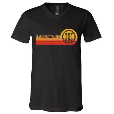 Stick Driver Classically Trained Manual Transmission Retro V-Neck T-Shirt