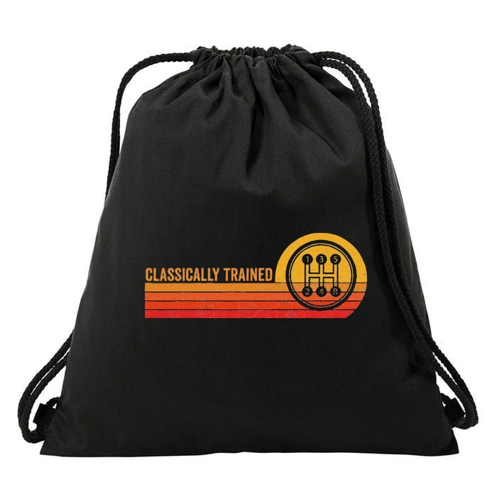 Stick Driver Classically Trained Manual Transmission Retro Drawstring Bag