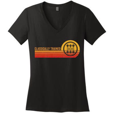 Stick Driver Classically Trained Manual Transmission Retro Women's V-Neck T-Shirt