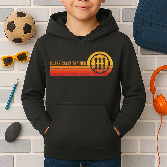 Stick Driver Classically Trained Manual Transmission Retro Kids Hoodie