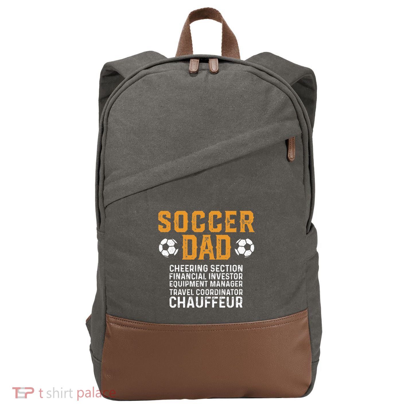 Soccer Dad Cheering Section Financial Investor Equipment Cotton Canvas Backpack