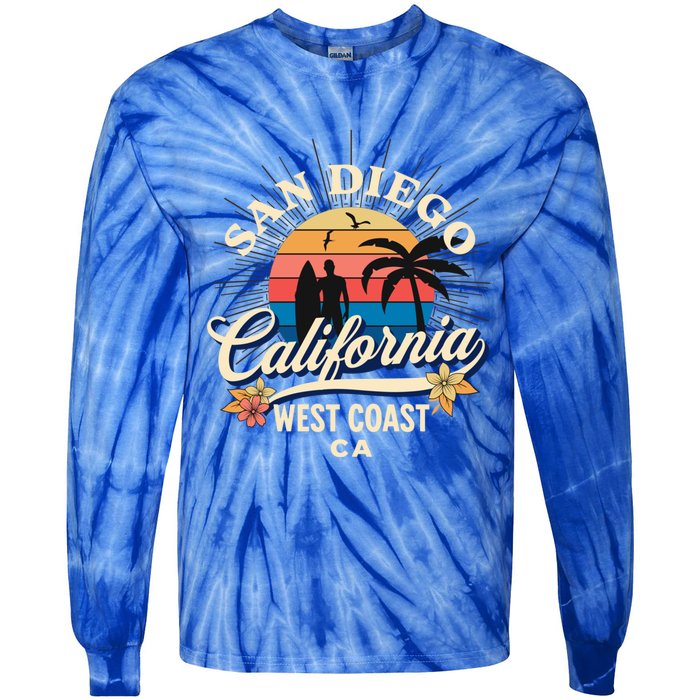 San Diego California Beach Surf Summer Vacation Vintage Cute Gift Tie-Dye Long Sleeve Shirt