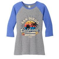 San Diego California Beach Surf Summer Vacation Vintage Cute Gift Women's Tri-Blend 3/4-Sleeve Raglan Shirt