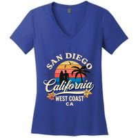 San Diego California Beach Surf Summer Vacation Vintage Cute Gift Women's V-Neck T-Shirt