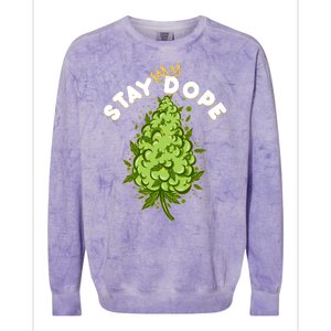 Stay Dope Cannabis Marijuana Bud Colorblast Crewneck Sweatshirt