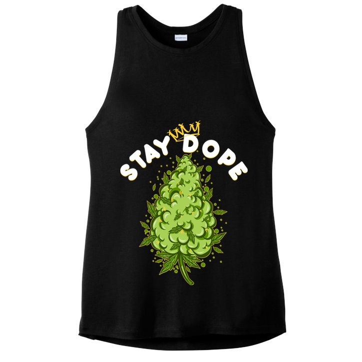 Stay Dope Cannabis Marijuana Bud Ladies PosiCharge Tri-Blend Wicking Tank