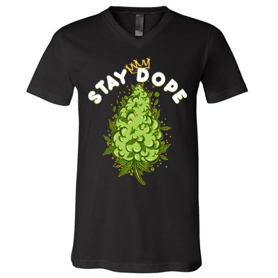Stay Dope Cannabis Marijuana Bud V-Neck T-Shirt