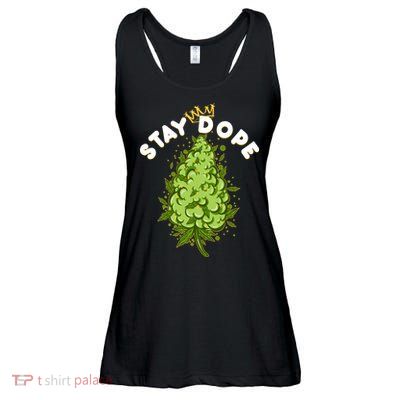 Stay Dope Cannabis Marijuana Bud Ladies Essential Flowy Tank