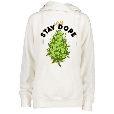 Stay Dope Cannabis Marijuana Bud Womens Funnel Neck Pullover Hood