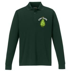 Stay Dope Cannabis Marijuana Bud Performance Long Sleeve Polo