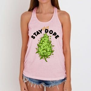 Stay Dope Cannabis Marijuana Bud Women's Knotted Racerback Tank