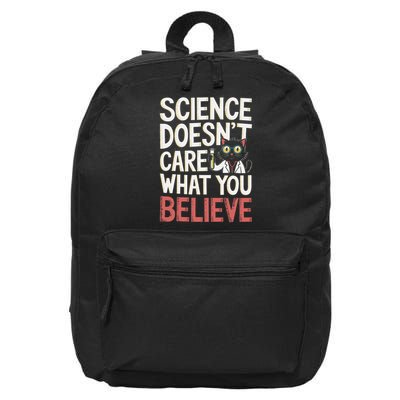 Science Doesnt Care Cat Funny Retro Design 16 in Basic Backpack