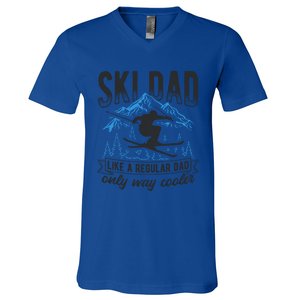 Ski Dad Cool Dad Best Dad Mountains Snowboard Ski Sport Funny Gift V-Neck T-Shirt