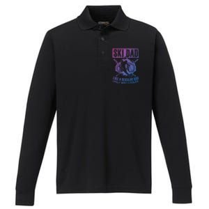 Ski Dad Cool Dad Best Dad Mountains Snowboard Skiing Gift Performance Long Sleeve Polo