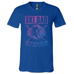 Ski Dad Cool Dad Best Dad Mountains Snowboard Skiing Gift V-Neck T-Shirt