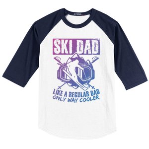 Ski Dad Cool Dad Best Dad Mountains Snowboard Skiing Gift Baseball Sleeve Shirt