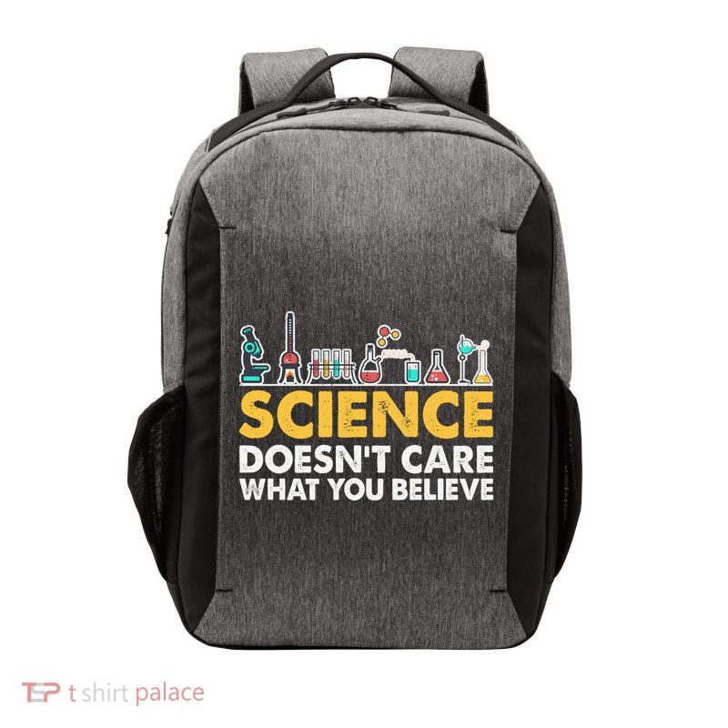 Science Doesn't Care What You Believe Science Teacher Students Vector Backpack
