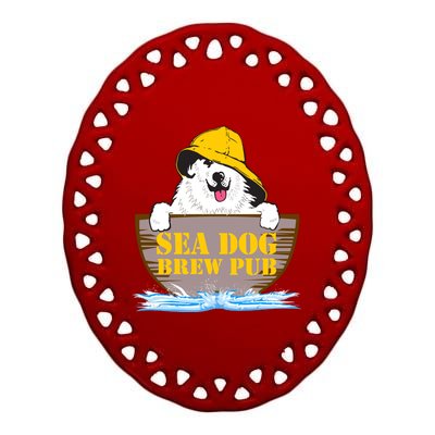 Sea Dog Cool Vector Design Ceramic Oval Ornament