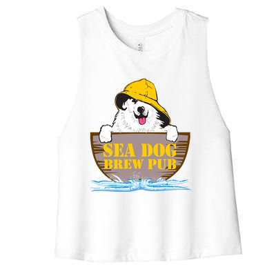 Sea Dog Cool Vector Design Women's Racerback Cropped Tank